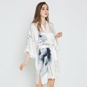 Kim + Ono Painted Silk Lotus Robe - Used Like New